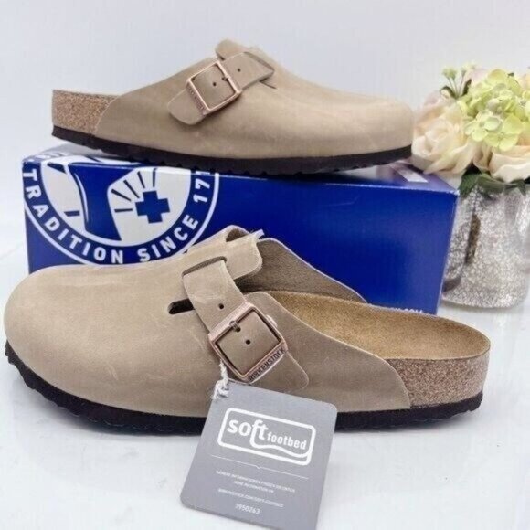 Birkenstock Boston Soft Footbed Clog Tobacco Oiled Leather Wms EU 41 US 10- 10.5 - Picture 1 of 13